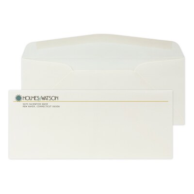 Custom Full Color #10 Stationery Envelopes, 4 1/4 x 9 1/2, 24# CLASSIC® LAID Natural White, Flat I