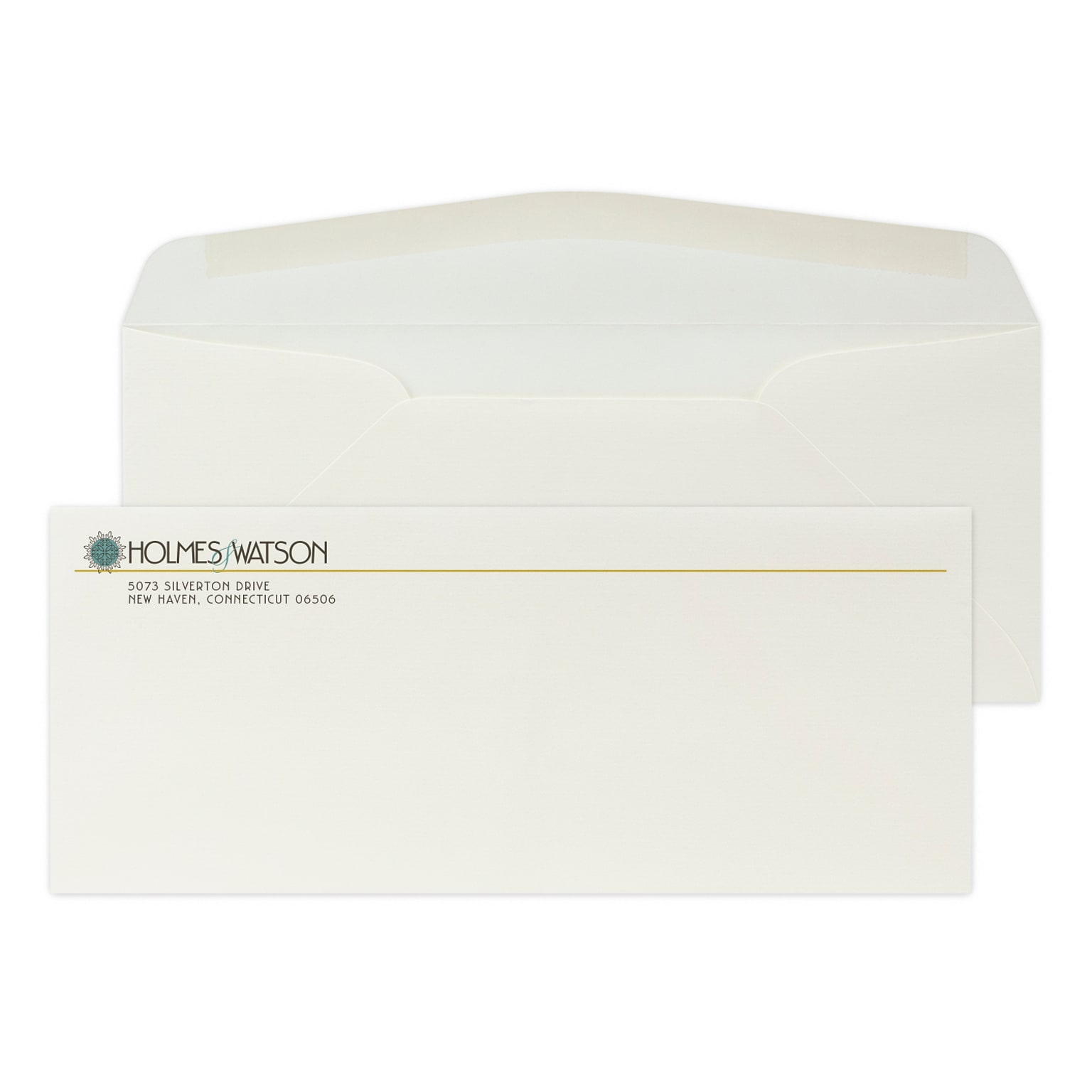 Custom Full Color #10 Stationery Envelopes, 4 1/4 x 9 1/2, 24# CLASSIC® LAID Natural White, Flat Ink, 250 / Pack