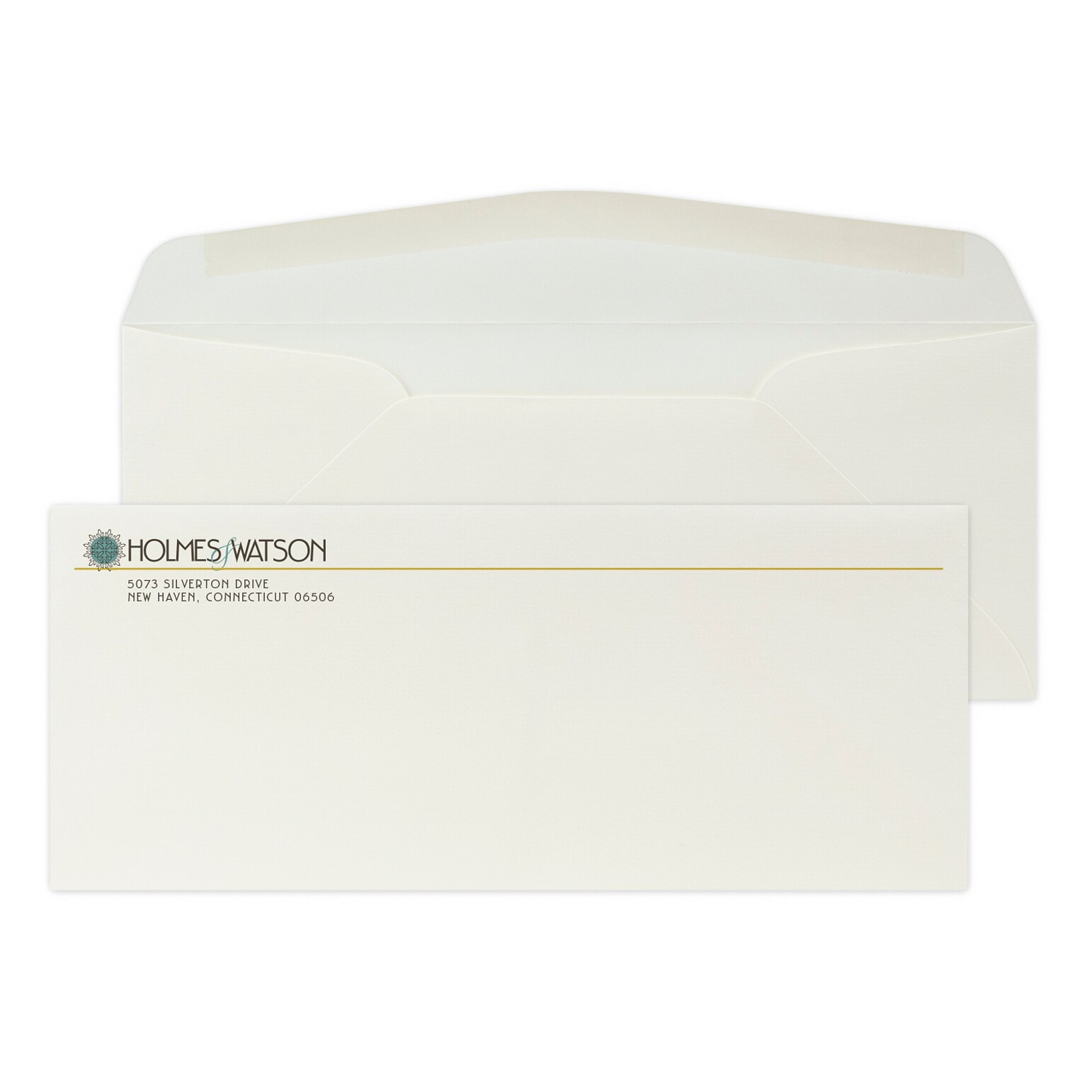 Custom Full Color #10 Stationery Envelopes, 4 1/8 x 9 1/2, 24# CLASSIC® LAID Natural White, Flat Ink, 250 / Pack