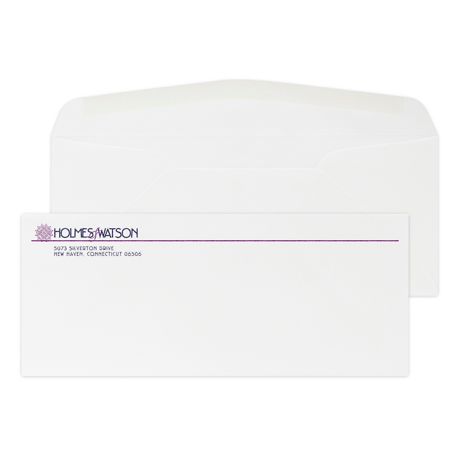 Custom #10 Stationery Envelopes, 4 1/8 x 9 1/2, 24# White Bond, 2 Custom Raised Inks, 250 / Pack