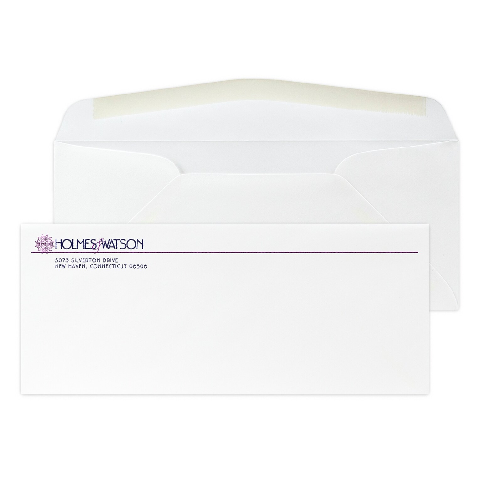 Custom #10 Stationery Envelopes, 4 1/8 x 9 1/2, 24# CLASSIC® CREST Solar White, 2 Custom Raised Inks, 250 / Pack
