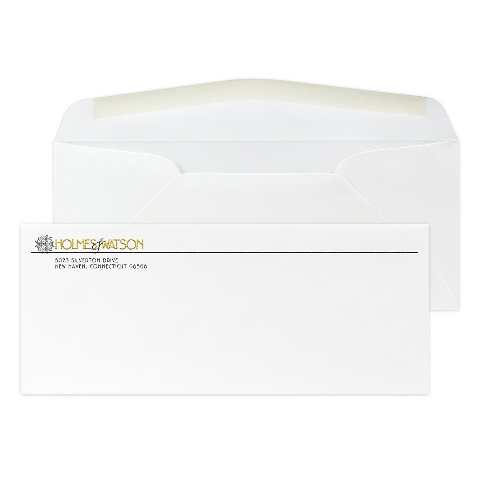 Custom #10 Stationery Envelopes, 4 1/8 x 9 1/2, 24# CLASSIC® CREST Solar White, 1 Standard and 1 Custom Raised Inks, 250/Pack