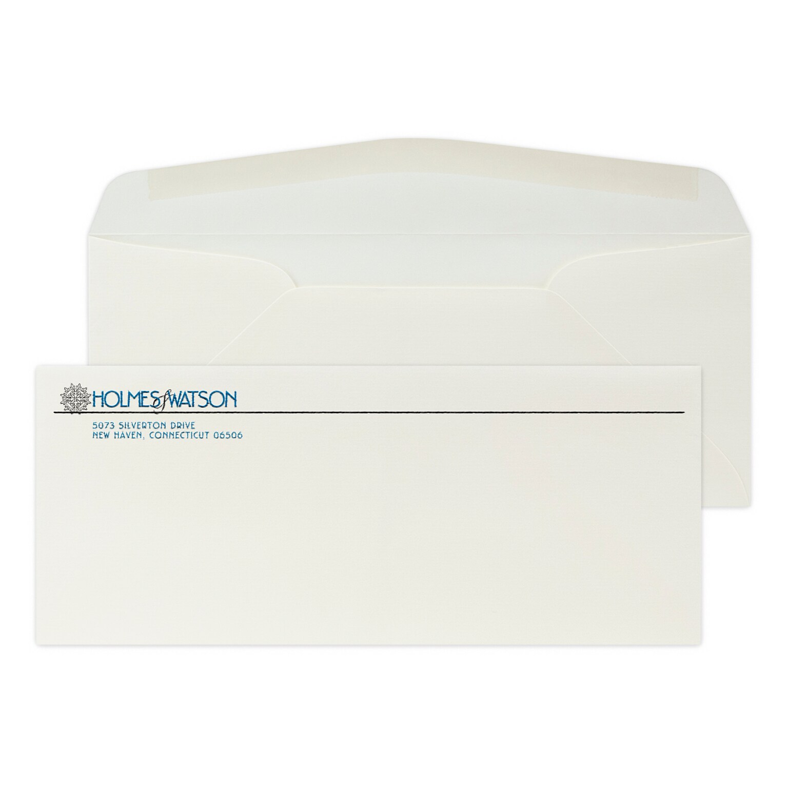 Custom #10 Stationery Envelopes, 4 1/8 x 9 1/2, 24# CLASSIC® LAID Natural White, 2 Standard Raised Inks, 250 / Pack