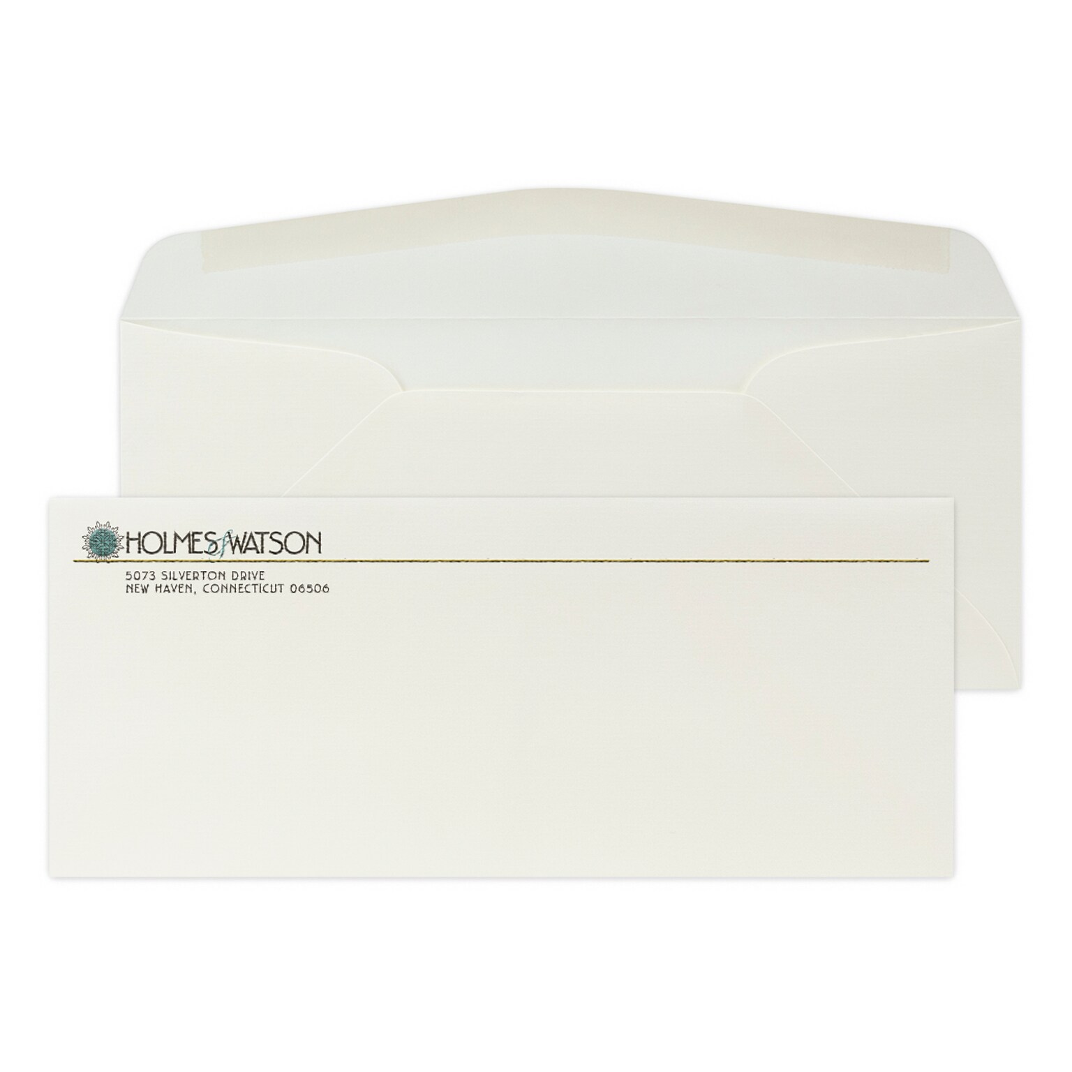 Custom Full Color #10 Stationery Envelopes, 4 1/8 x 9 1/2, 24# CLASSIC® LAID Natural White, Raised Ink, 250 / Pack