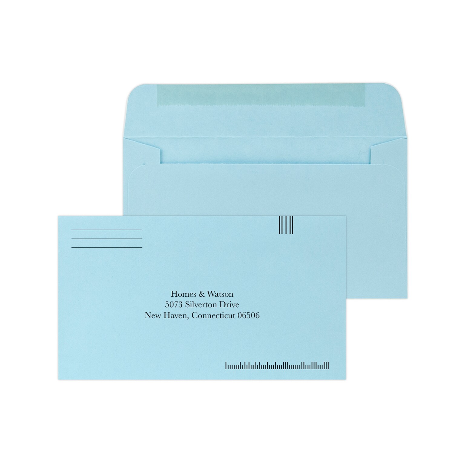 Custom #6-1/2 Barcode Standard Envelopes, 6 1/2 x 4 3/4, 24# Blue Wove, 1 Standard Ink, 250 / Pack