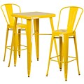 Flash Furniture Metal Indoor/Outdoor Bar Table Set; 2 Barstools, Yellow (CH31330B230GBYL)