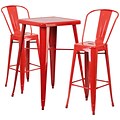 Flash Furniture Metal Indoor/Outdoor Bar Table Set; Red, with 2 Barstools (CH31330B230GBRD)