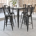 Flash Furniture Gable Indoor-Outdoor Bar Table Set with 2 Stools with Backs, 27.75 x 27.75, Black