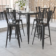 Flash Furniture Metal Indoor/Outdoor Bar Table Set with 2 Barstools; Black (CH31330B230GBBK)