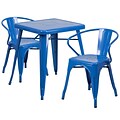 Flash Furniture Metal Indoor/Outdoor Table Set with 2 Arm Chairs; Blue (CH31330270BL)