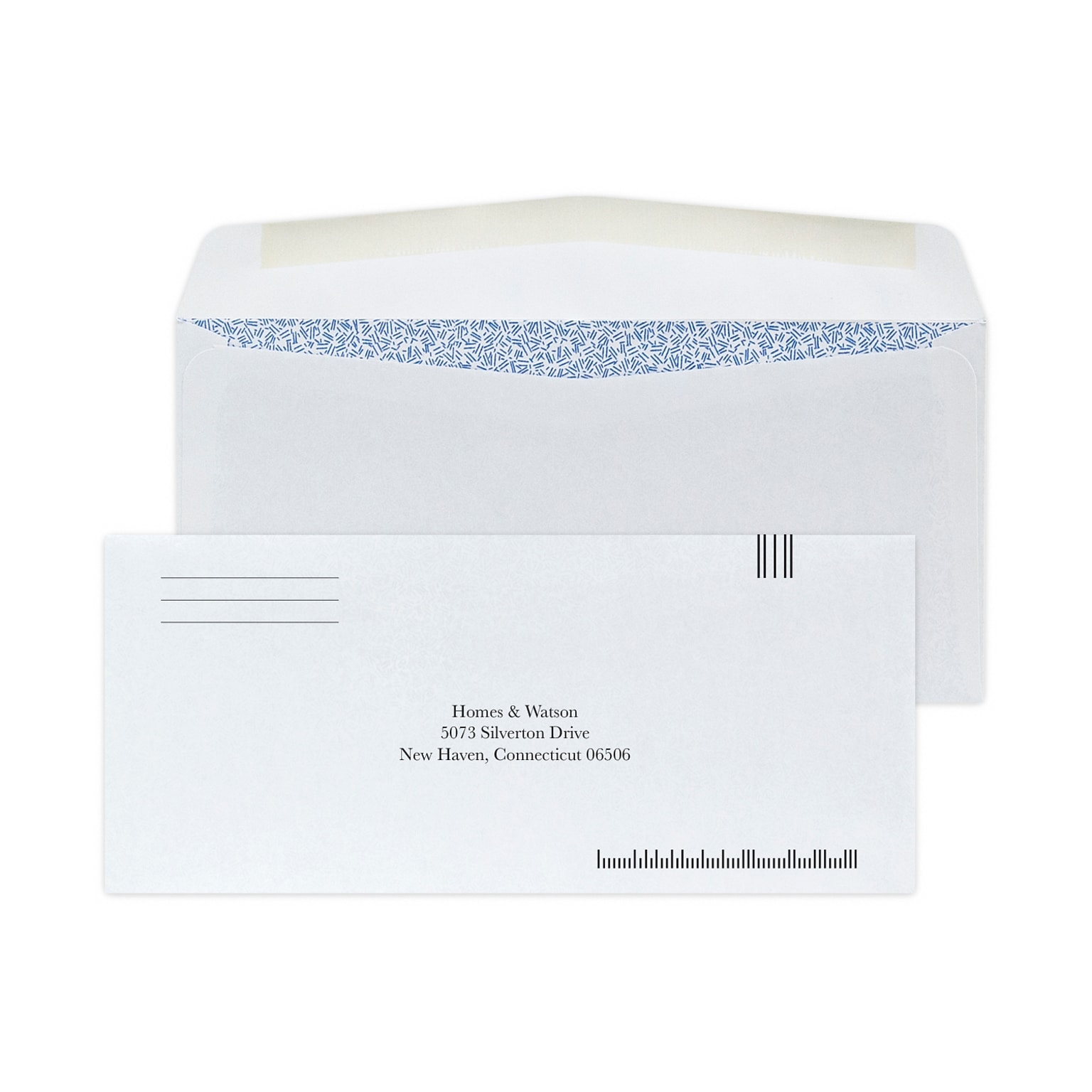 Custom #9 Barcode Standard Envelopes with Security Tint, 3 7/8 x 8 7/8, 24# White Wove, 1 Standard Ink, 250 / Pack