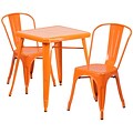 Flash Furniture Metal Indoor/Outdoor Table Set with 2 Stack Chairs; Orange (CH31330230OR)