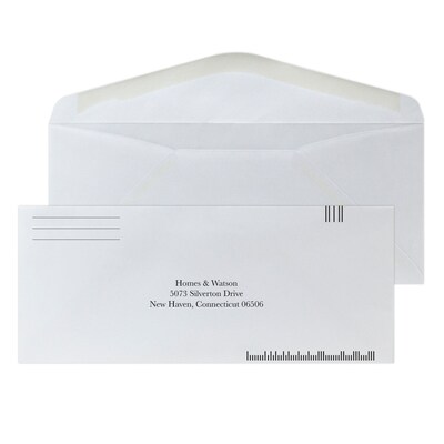 Custom #10 Barcode Standard Envelopes, 4 1/4 x 9 1/2, EarthFirst/SFI Logos, 24# White Recycled, 1