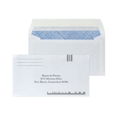 Custom #6-3/4 Barcode Peel and Seal Envelopes, 3 5/8 x 6 1/2, 24# White Wove, 1 Standard Ink, 250