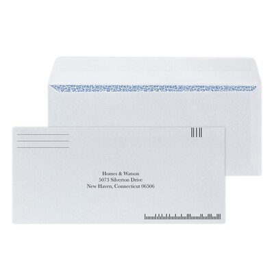 Custom #10 Barcode Peel and Seal Envelopes with Security Tint, 4 1/4 x 9 1/2, 24# White Wove, 1 St