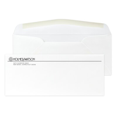 Custom #10 Stationery Envelopes, 4 1/4 x 9 1/2, 70# Cougar Opaque Smooth White, 1 Standard Flat In