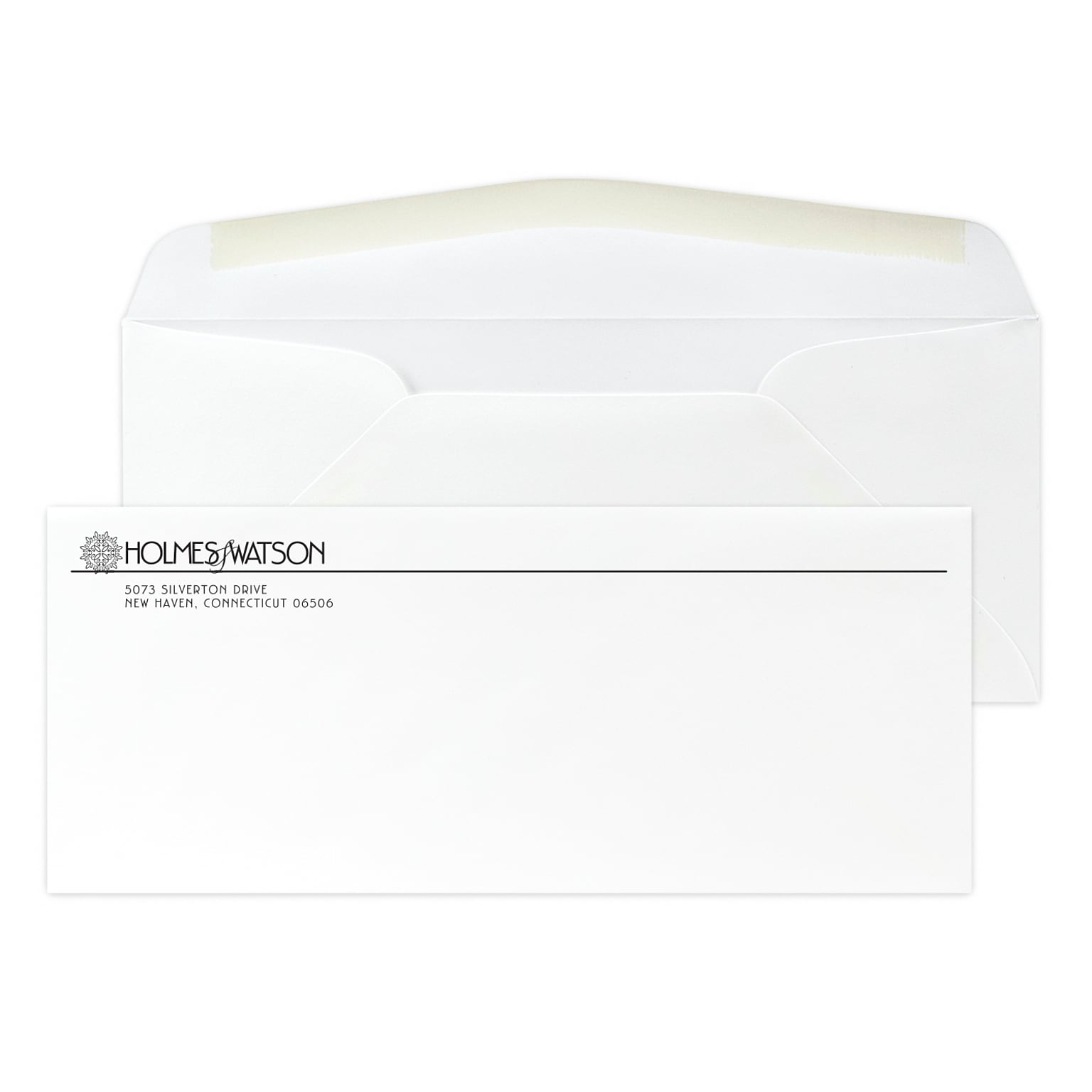 Custom #10 Stationery Envelopes, 4 1/4 x 9 1/2, 70# Cougar Opaque Smooth White, 1 Standard Flat Ink, 250 / Pack