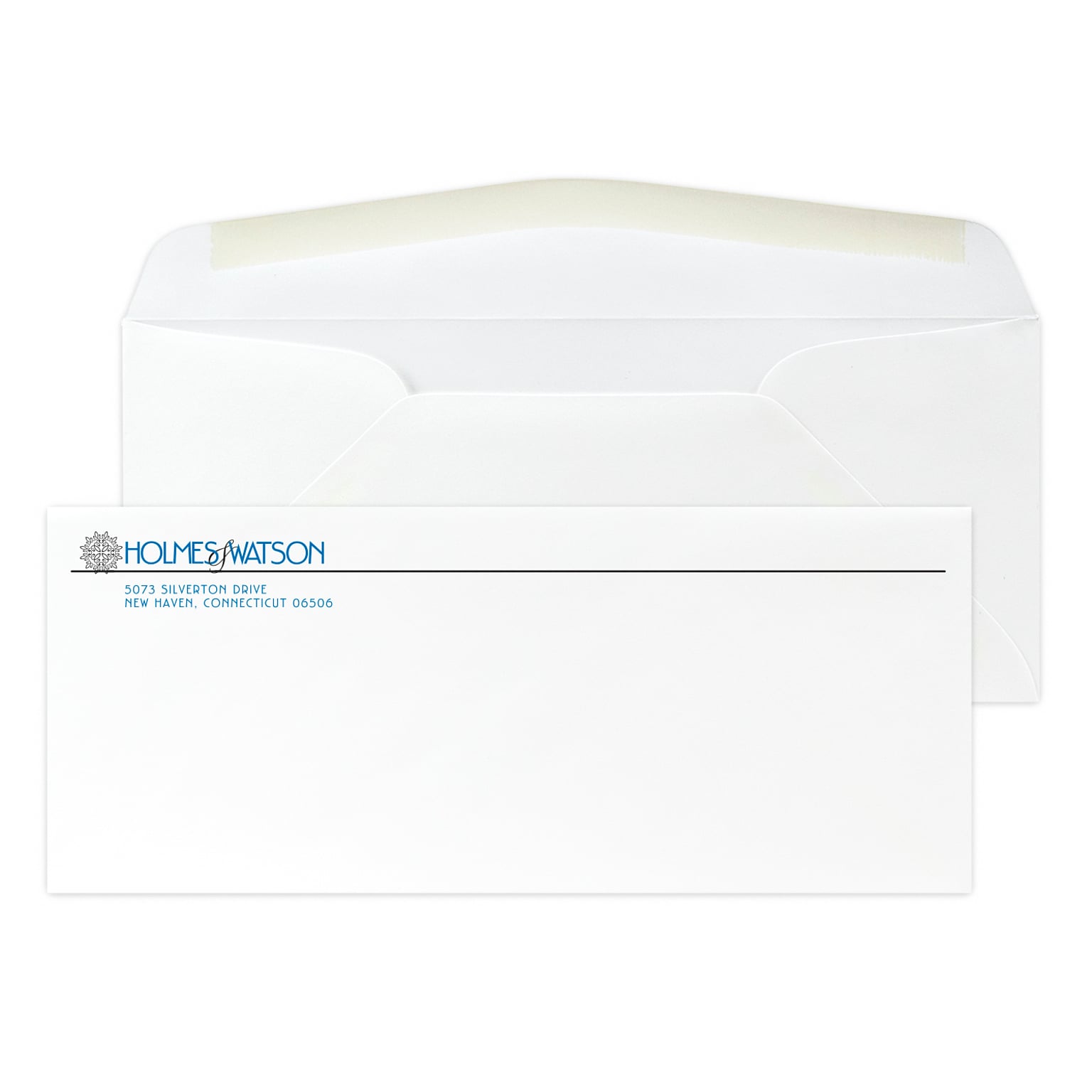 Custom #10 Stationery Envelopes, 4 1/8 x 9 1/2, 70# Cougar Opaque Smooth White, 2 Standard Flat Inks, 250 / Pack