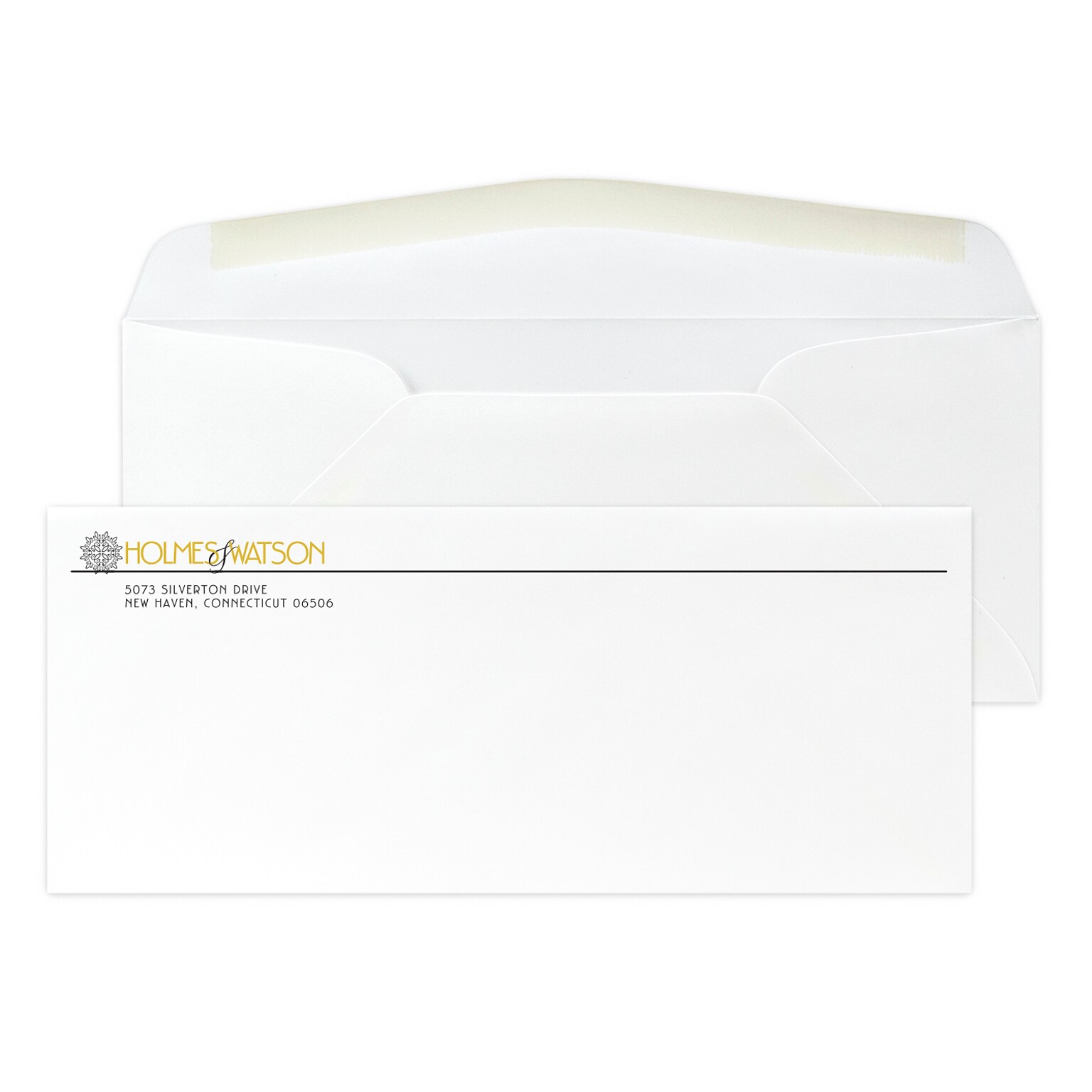 Custom #10 Stationery Envelopes, 4 1/8 x 9 1/2, 70# Cougar Opaque Smooth White, 1 Standard and 1 Custom Flat Inks, 250 / Pack