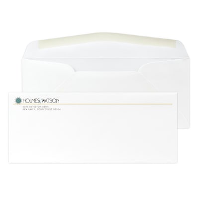 Custom Full Color #10 Stationery Envelopes, 4 1/4 x 9 1/2, 70# Cougar Opaque Smooth White, Flat In