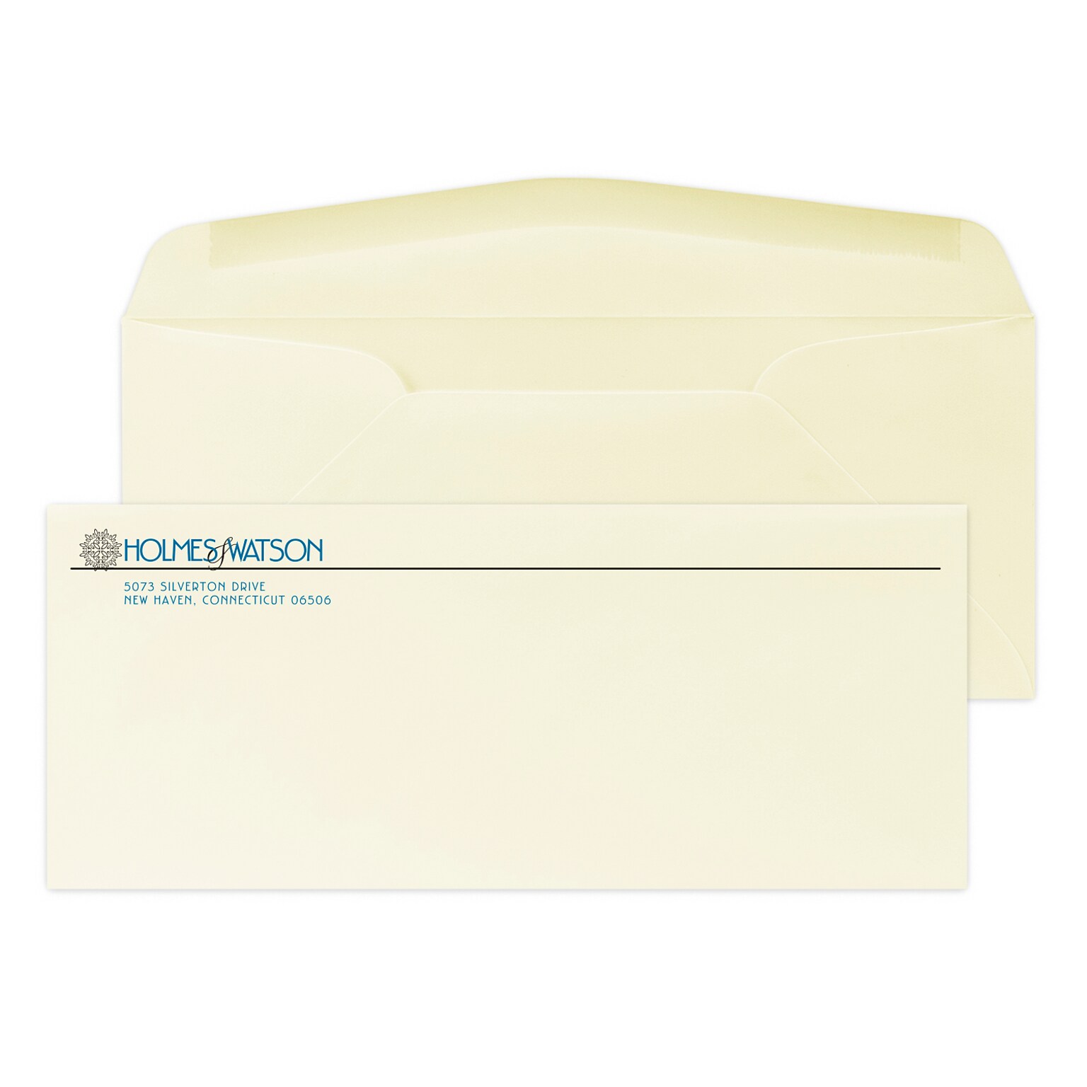 Custom #10 Stationery Envelopes, 4 1/8 x 9 1/2, 24# CLASSIC® CREST Baronial Ivory, 2 Standard Flat Inks, 250 / Pack