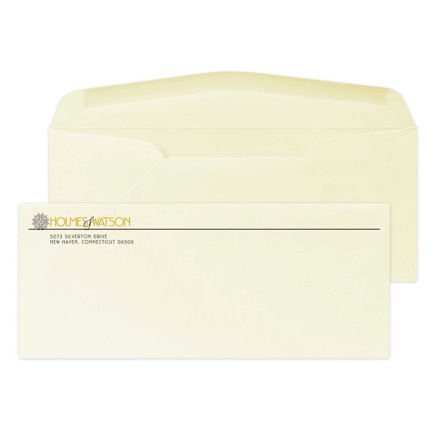 Custom #10 Stationery Envelopes, 4 1/8 x 9 1/2, 24# CLASSIC® CREST Baronial Ivory, 1 Standard and 1 Custom Flat Inks, 250/Pack