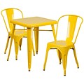 Flash Furniture Metal Indoor/Outdoor Table Set with 2 Stack Chairs; Yellow (CH31330230YL)