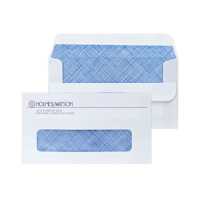 Custom #6-3/4 Self Seal Window Envelopes with Security Tint, 3 5/8 x 6 1/2, 24# White Wove, 2 Cust