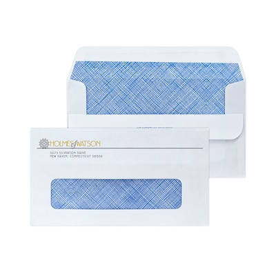 Custom #6-3/4 Self Seal Window Envelopes with Security Tint, 3 5/8x6 1/2, 24# White Wove, 1 Std an