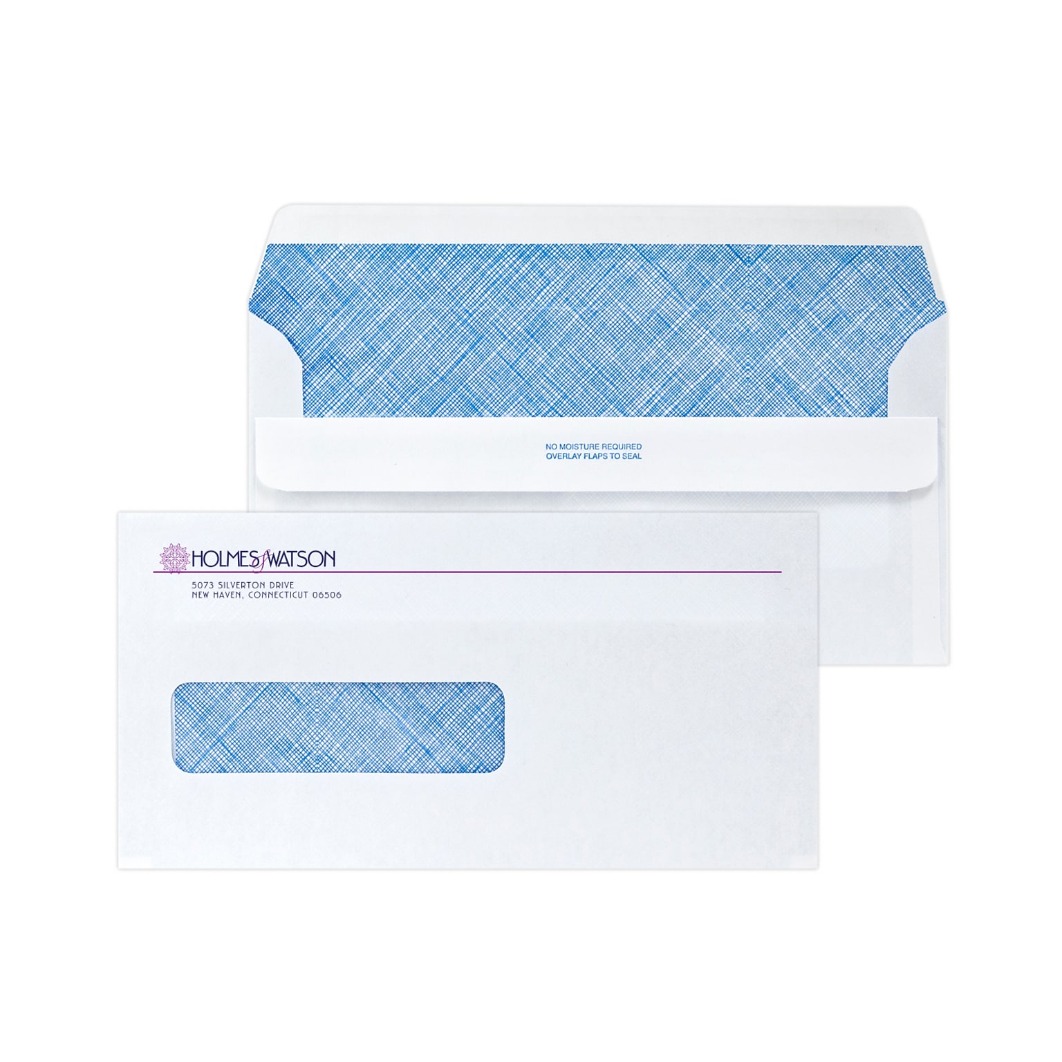 Custom 4-1/2 x 9 Insurance Claim Self Seal Window Envelopes with Security Tint, 24# White Wove, 2 Custom Inks, 250 / Pack