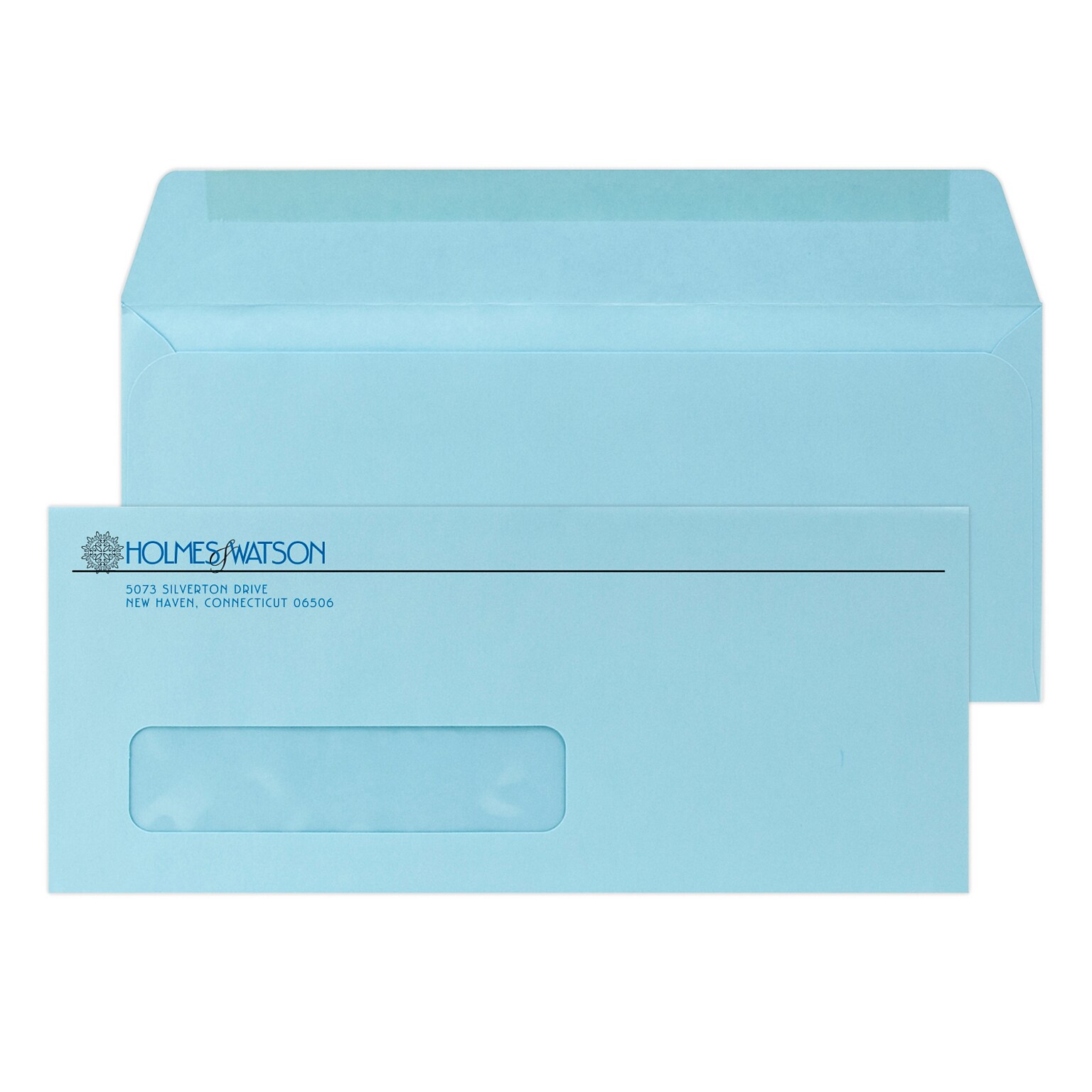 Custom #10 Window Envelopes, 4 1/8 x 9 1/2, 24# Blue Wove, 2 Standard Inks, 250 / Pack