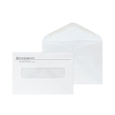 Custom 4-1/2 x 6-1/4 One Fold Billing Window Envelopes, 24# White Wove, 1 Standard Ink, 250 / Pack