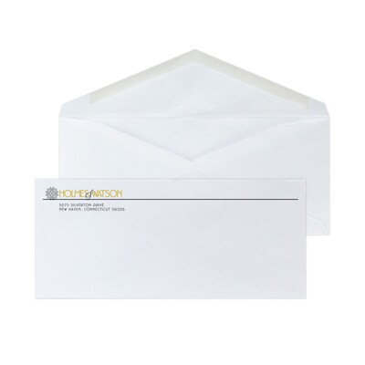 Custom #9 Envelopes with V-flap, 3 7/8 x 8 7/8, 24# White Wove, 1 Standard and 1 Custom Inks, 250