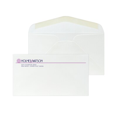 Custom #6-3/4 Standard Envelopes, 3 5/8 x 6 1/2, 24# White 25% Cotton Bond, 2 Custom Inks, 250 / P