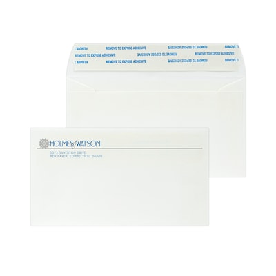 Custom #6-3/4 Peel and Seal Envelopes, 3 5/8 x 6 1/2, 24# White 25% Cotton Bond, 2 Standard Inks,