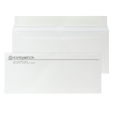 Custom #10 Peel and Seal Envelopes, 4 1/4 x 9 1/2, 24# White 25% Cotton Bond, 1 Standard Ink, 250