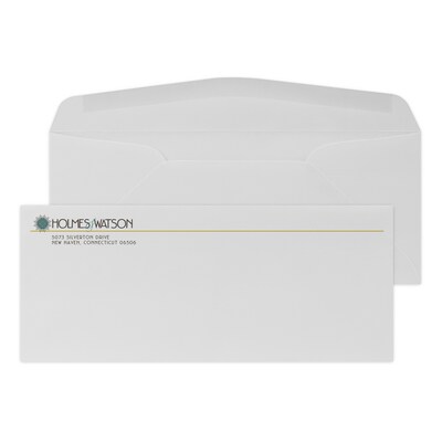 Custom Full Color #10 Stationery Envelopes, 4 1/4 x 9 1/2, 24# CLASSIC® LAID Antique Gray, Flat In