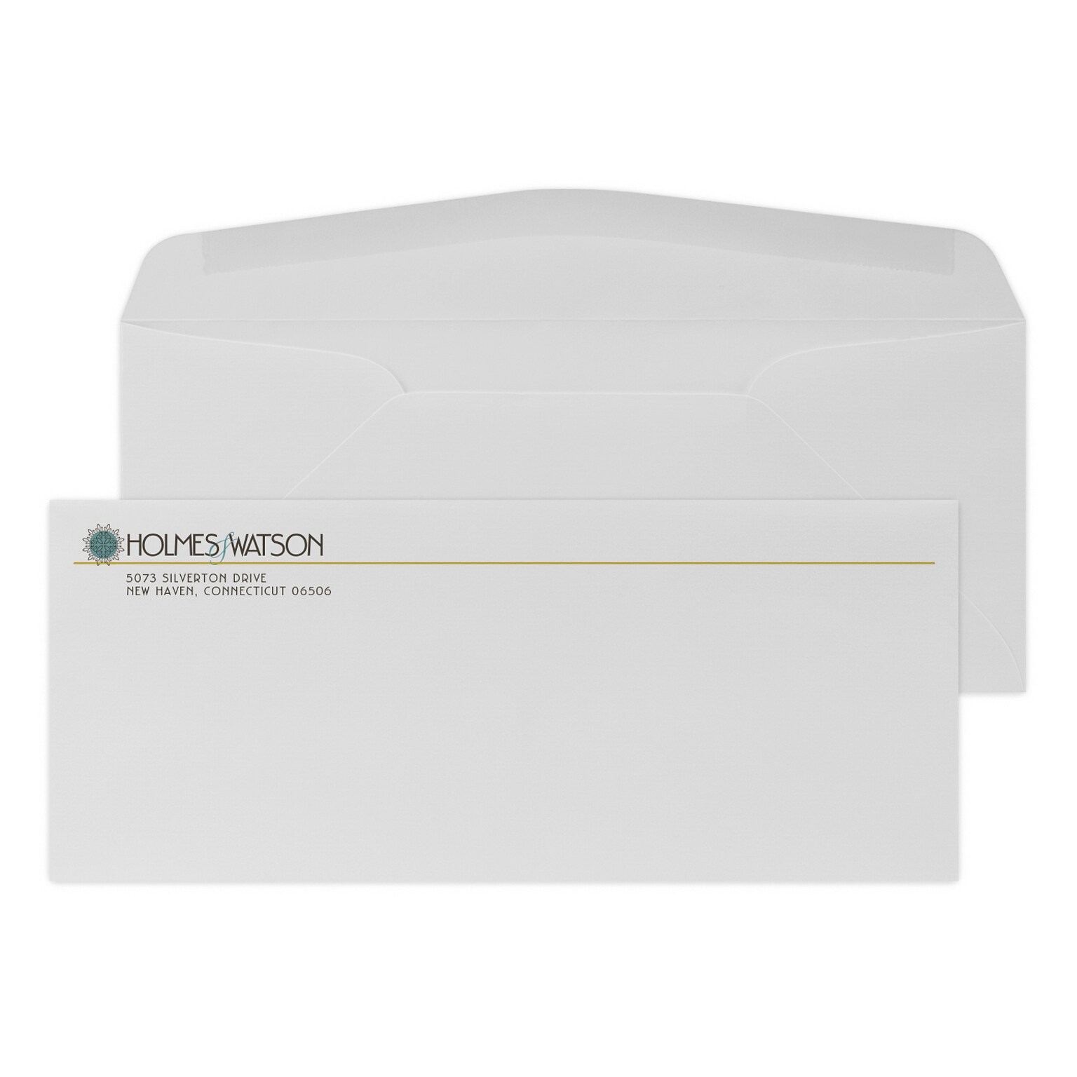 Custom Full Color #10 Stationery Envelopes, 4 1/8 x 9 1/2, 24# CLASSIC® LAID Antique Gray, Flat Ink, 250 / Pack