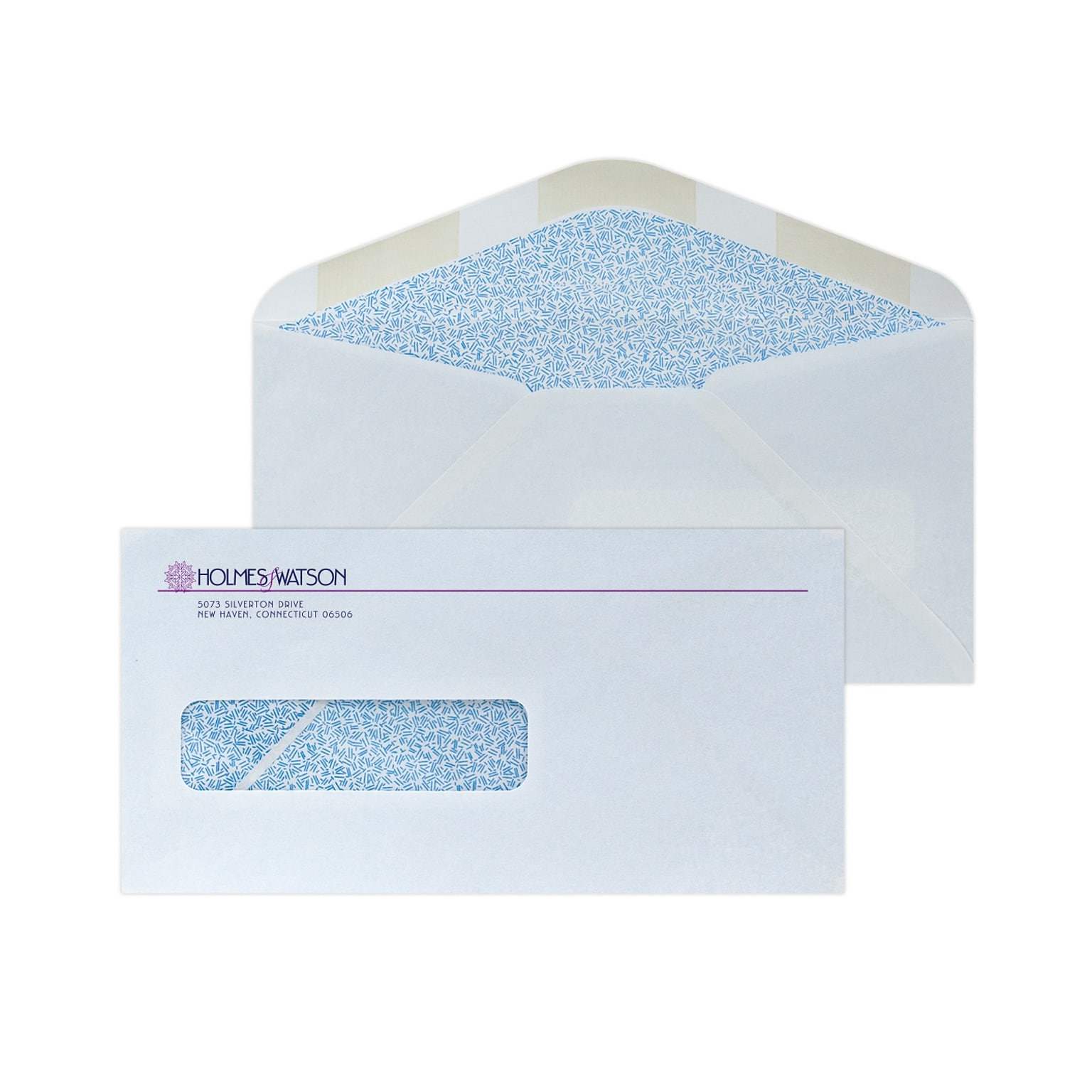 Custom 4-1/2 x 9 Insurance Claim Left Window Envelopes with Security Tint, 24# White Wove, 2 Custom Inks, 250 / Pack