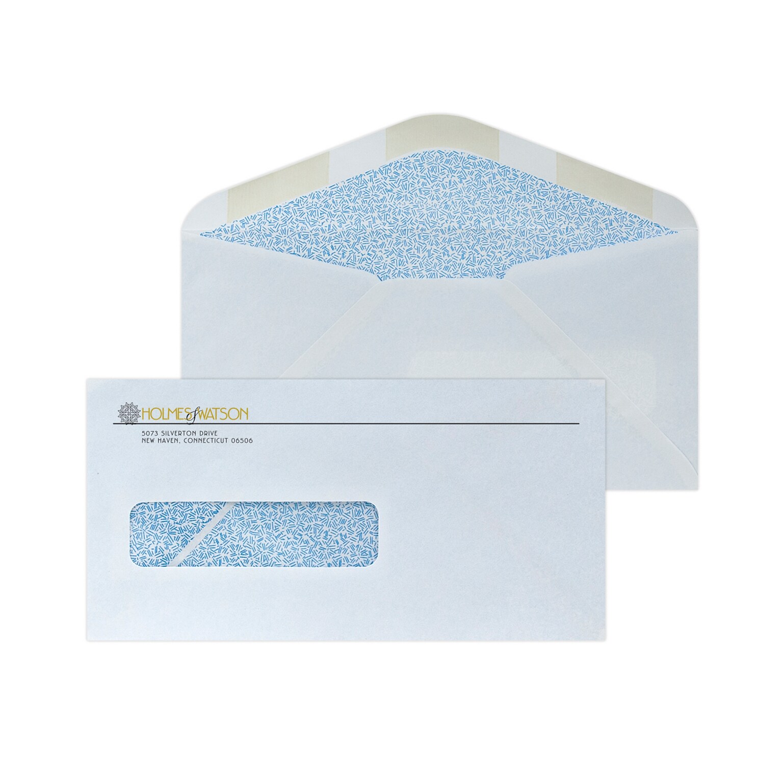 Custom 4-1/2x9 Insurance Claim Left Window Envelopes with Security Tint, 24# White Wove, 1 Std and 1 Custom Inks, 250/Pack