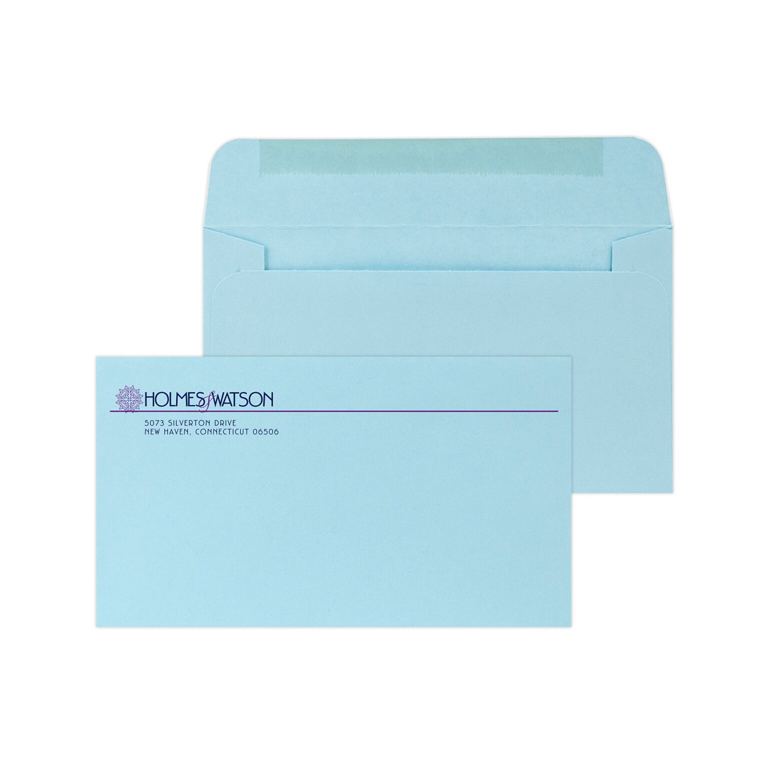 Custom #6-1/2 Standard Envelopes, 3 1/2 x 6 1/4, 24# Blue Wove, 2 Custom Inks, 250 / Pack