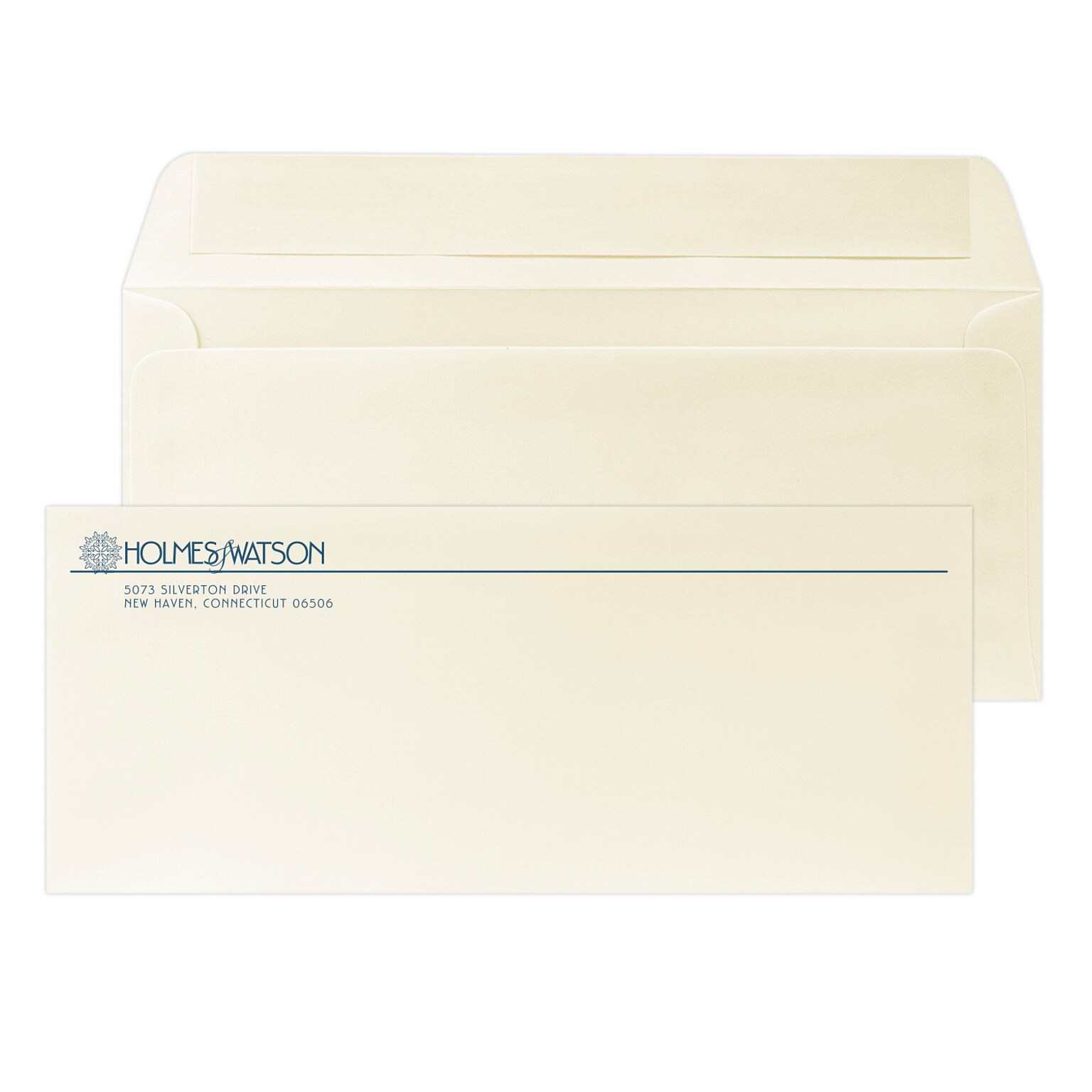 Custom #10 Peel and Seal Envelopes, 4 1/8 x 9 1/2, 24# CLASSIC® LAID Baronial Ivory, 1 Custom Ink, 250 / Pack