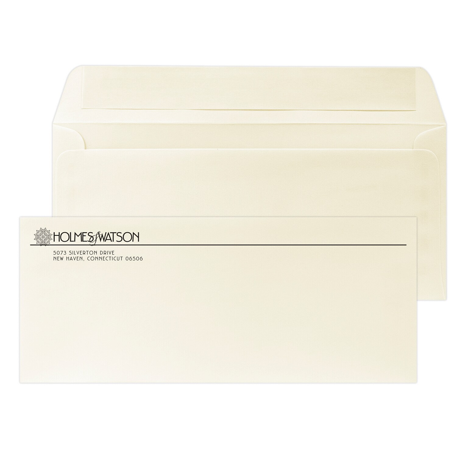 Custom #10 Peel and Seal Envelopes, 4 1/8 x 9 1/2, 24# CLASSIC® LAID Baronial Ivory, 1 Standard Ink, 250 / Pack