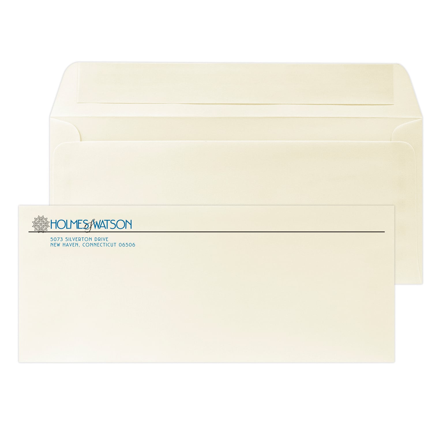 Custom #10 Peel and Seal Envelopes, 4 1/4 x 9 1/2, 24# CLASSIC® LAID Baronial Ivory, 2 Standard Inks, 250 / Pack