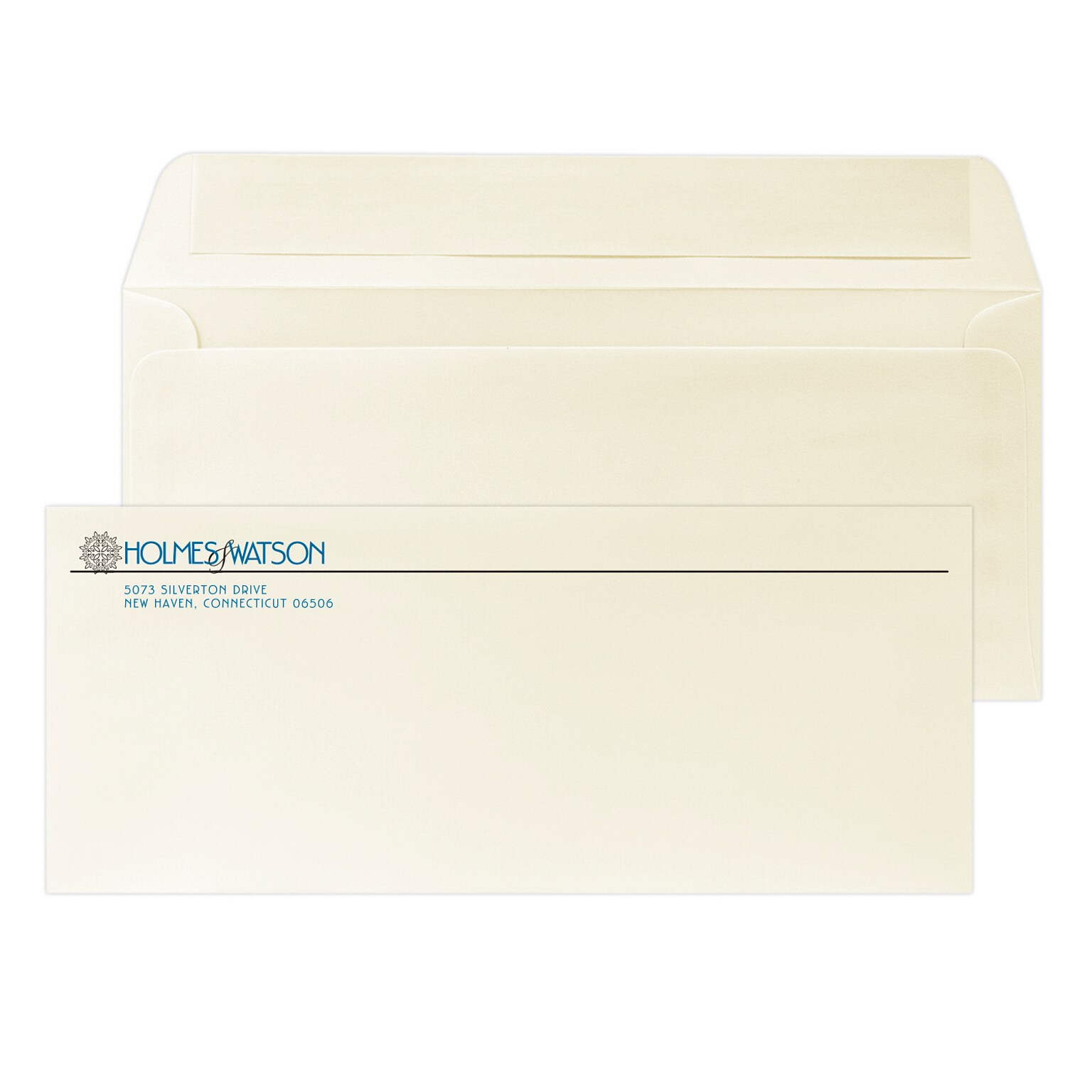 Custom #10 Peel and Seal Envelopes, 4 1/8 x 9 1/2, 24# CLASSIC® LAID Baronial Ivory, 2 Standard Inks, 250 / Pack