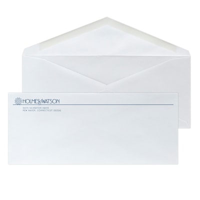 Custom #10 Envelopes with V-Flap, 4 1/4 x 9 1/2, 24# White Wove, 1 Custom Ink, 250 / Pack