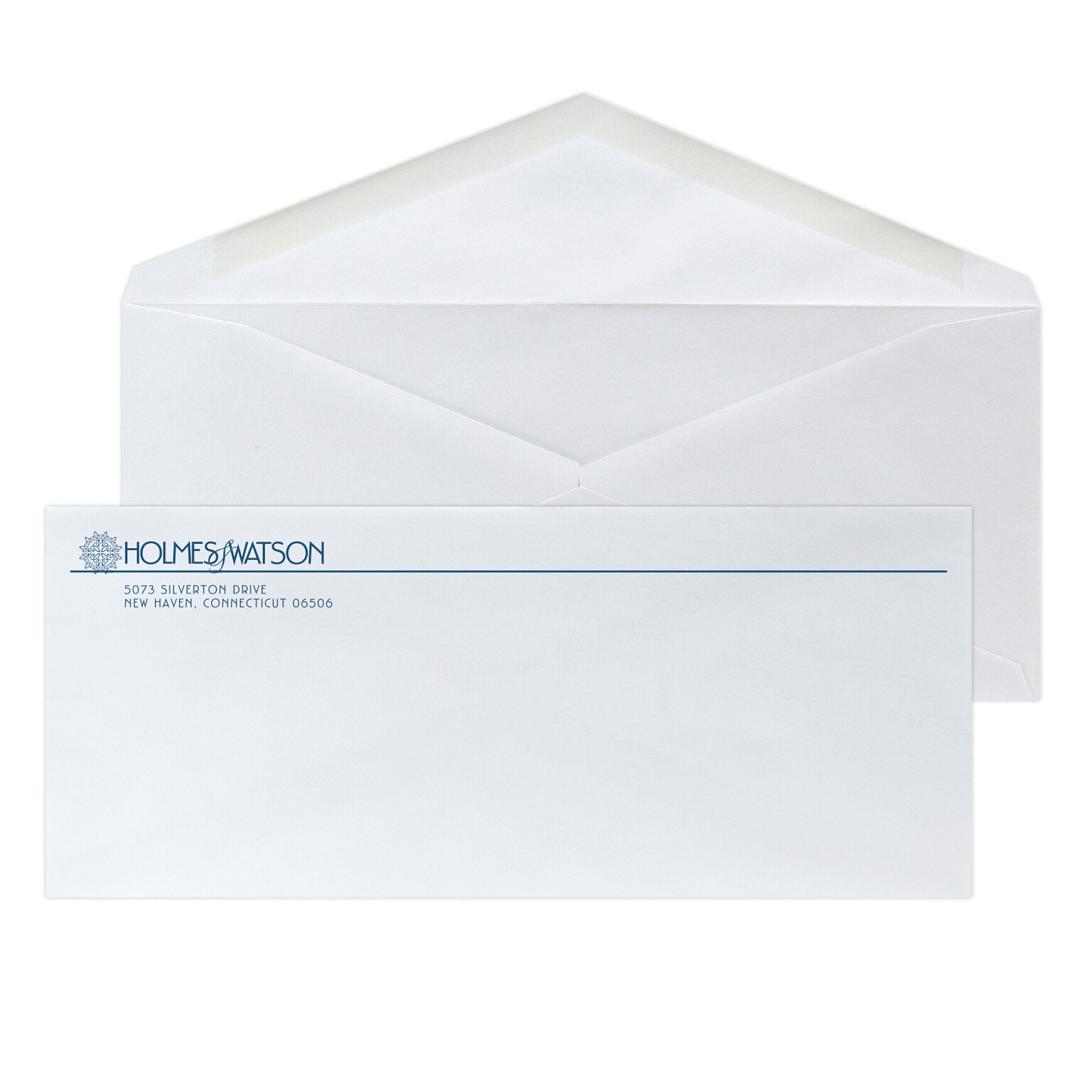 Custom #10 Envelopes with V-Flap, 4 1/8 x 9 1/2, 24# White Wove, 1 Custom Ink, 250 / Pack