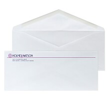 Custom #10 Envelopes with V-Flap, 4 1/4 x 9 1/2, 24# White Wove, 2 Custom Inks, 250 / Pack