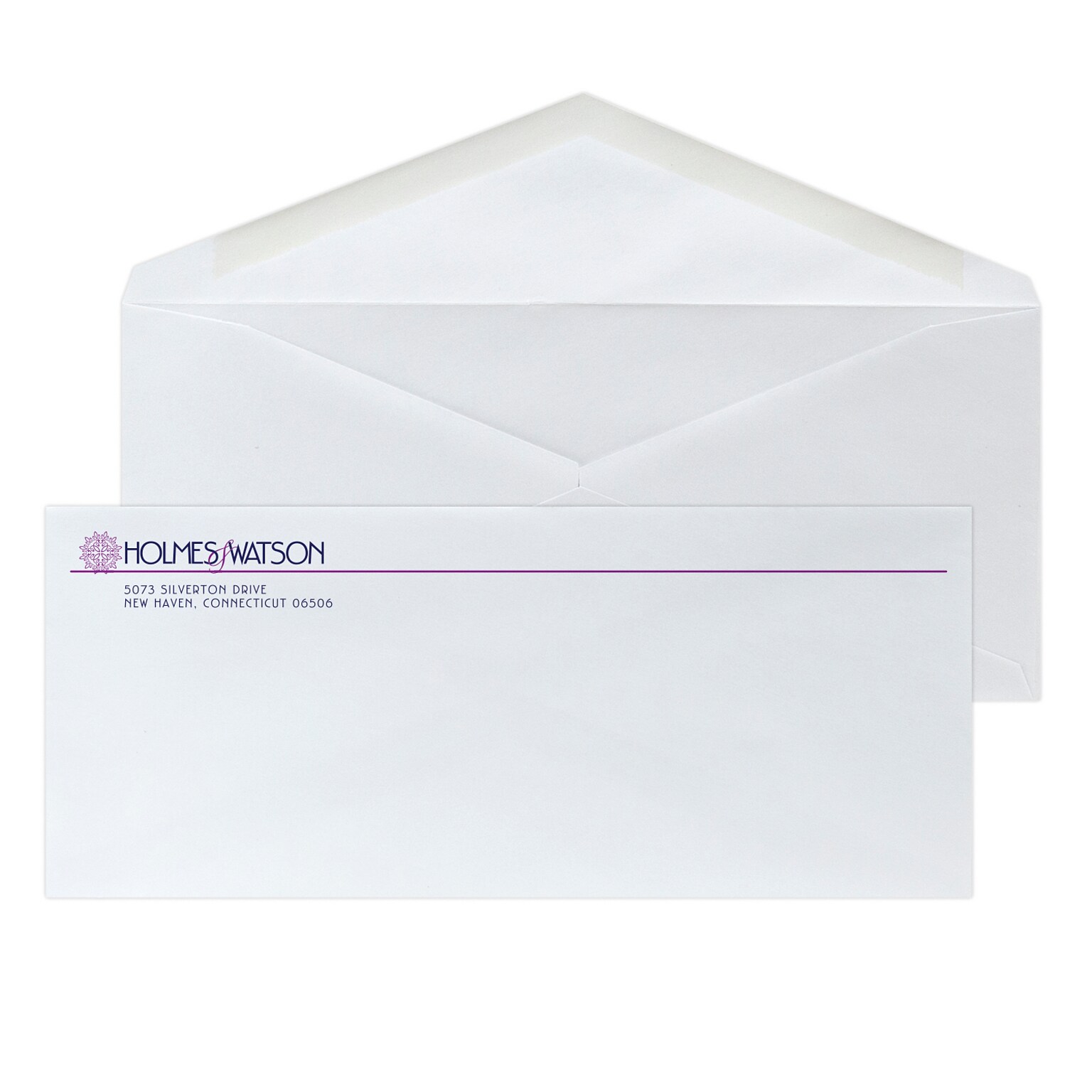 Custom #10 Envelopes with V-Flap, 4 1/4 x 9 1/2, 24# White Wove, 2 Custom Inks, 250 / Pack