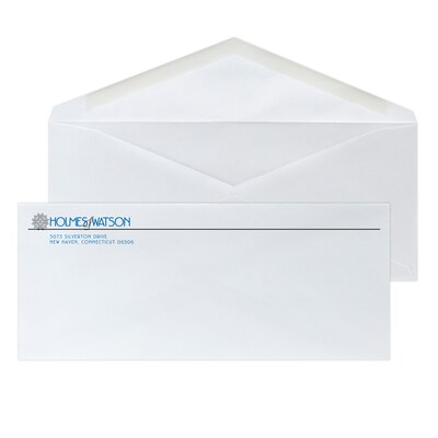 Custom #10 Envelopes with V-Flap, 4 1/4 x 9 1/2, 24# White Wove, 2 Standard Inks, 250 / Pack